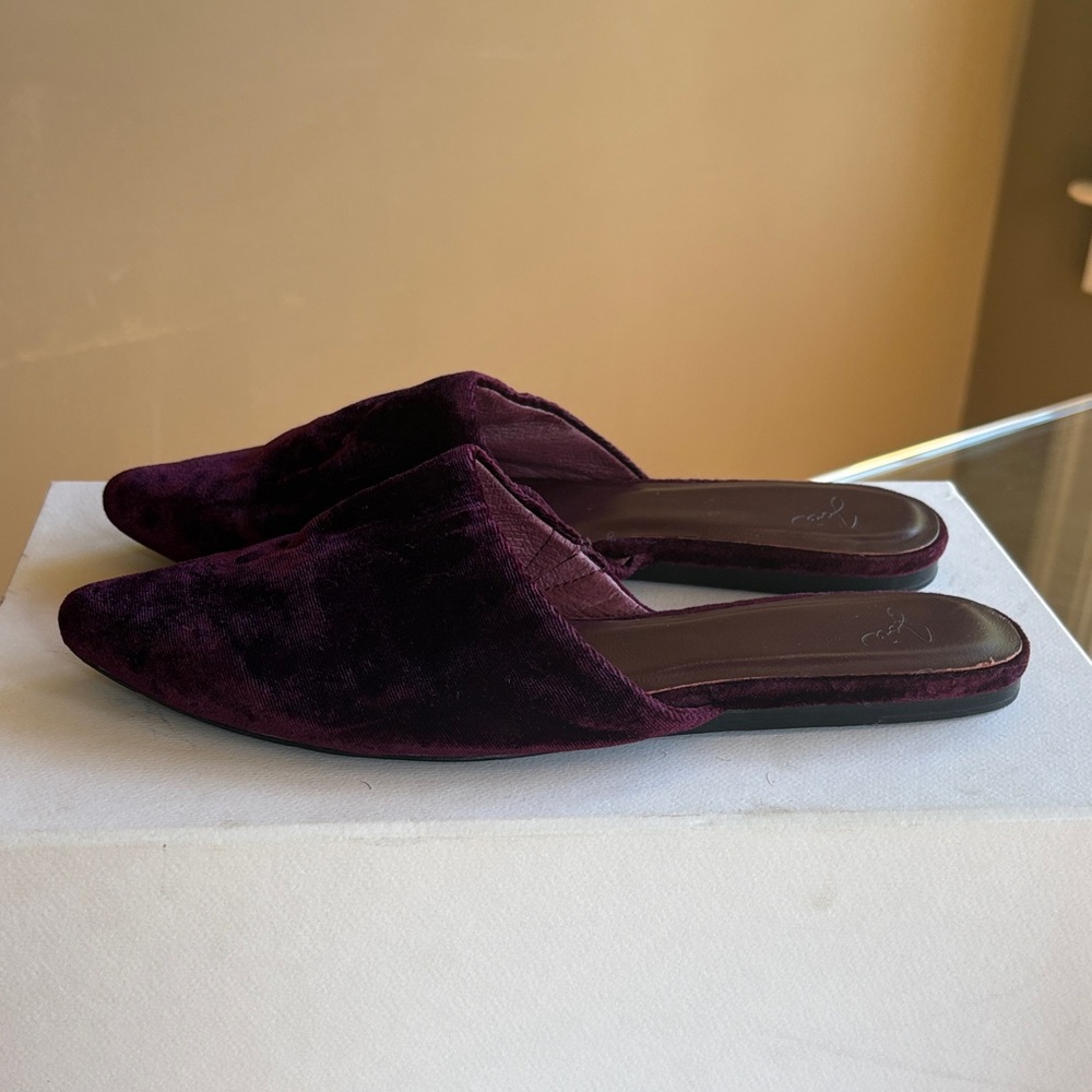 Joie Velvet Pointed Toe Mule - Deep Plum Women’s Slip-On